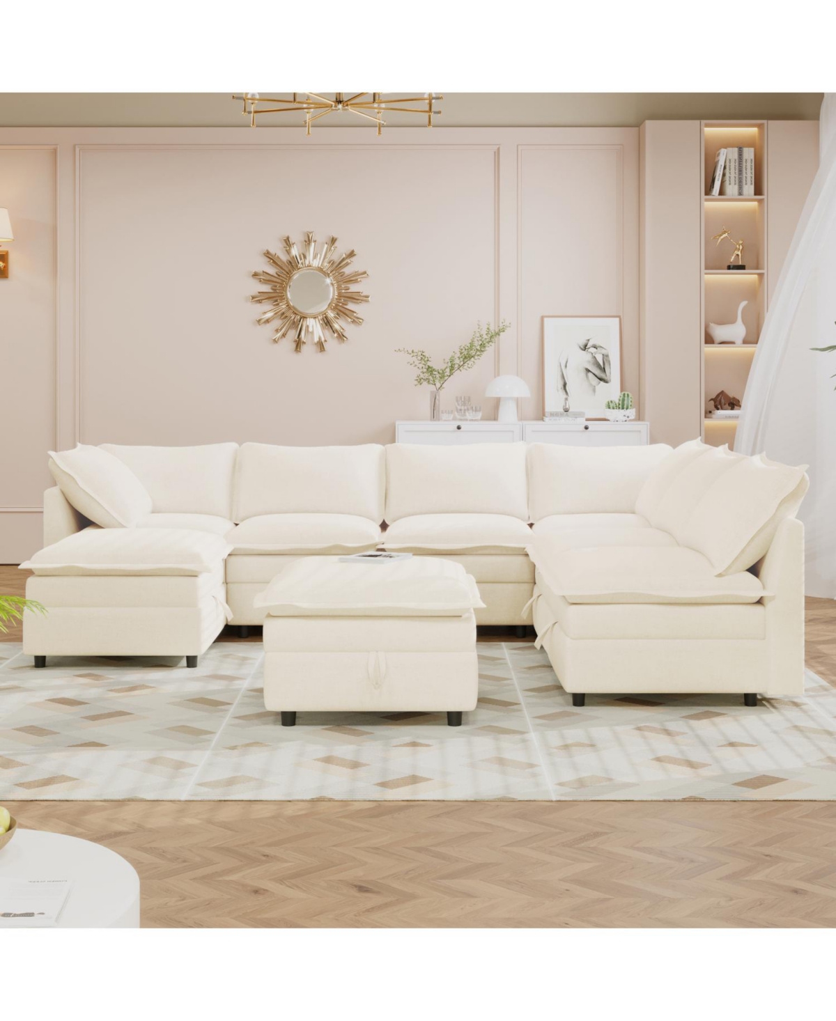 Streamdale Modular Sofa Bed with Storage & Faux Double-Layer Cushions