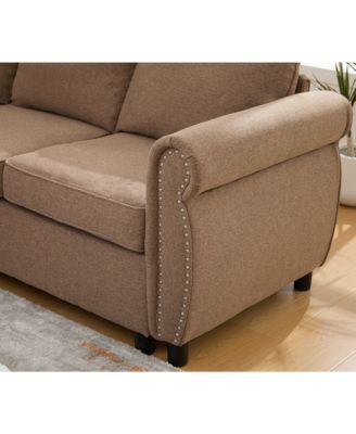 Sleeper Sofa Bed, Pull Out Couch, L Shaped Sectional, 104" Large, Brown