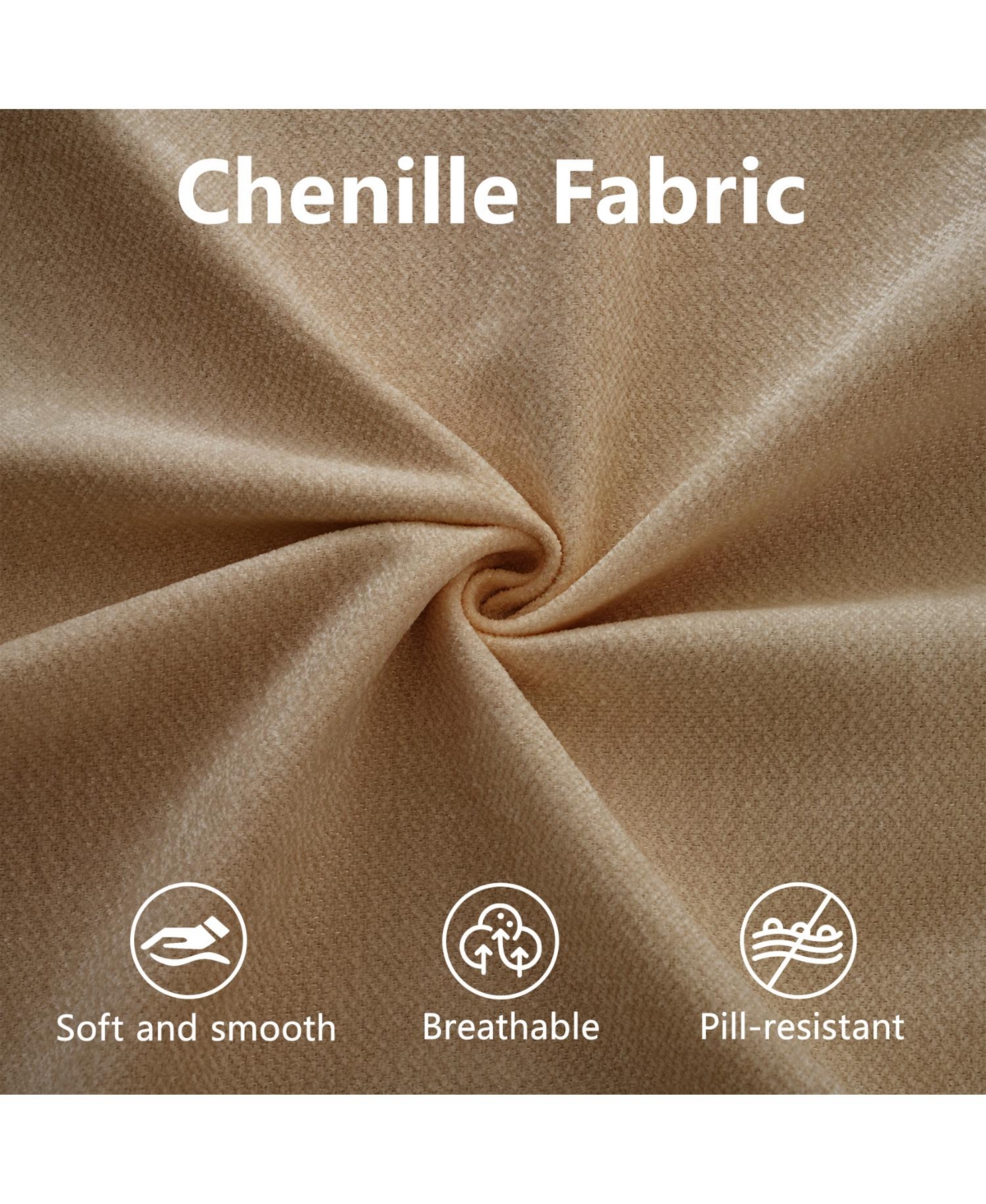 Streamdale Camel Chenille Sofa with Storage Ottoman, L-Shaped 3-Seater Couch