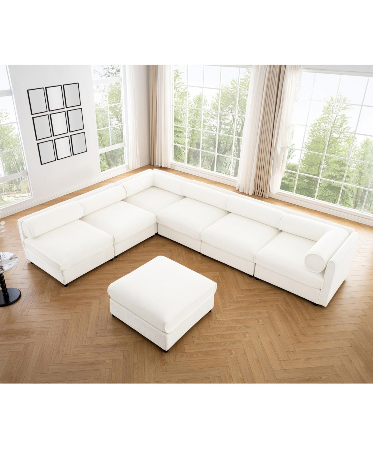 Streamdale Modern White Chenille Modular Sectional Sofa with Storage