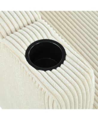 Reversible Corduroy Sectional Sofa with Storage Chaise & USB