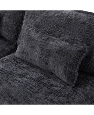  Oversized Sectional Sofa Cloud Couch w/ Ottoman, USB & Phone Holder