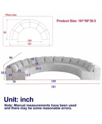 Corduroy Curved Sectional Sofa with 12 Pillows (6 Modules)