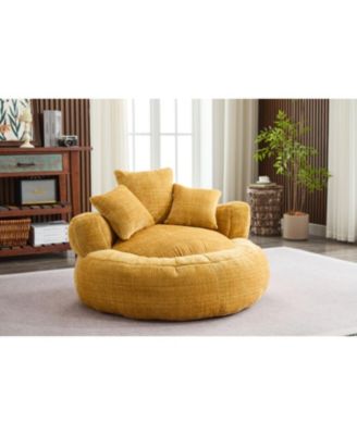 Chenille Bean Bag Chair with Filling - Indoor/Outdoor (Yellow)