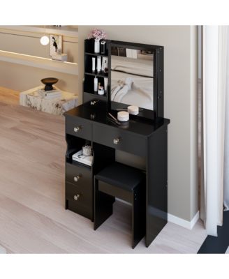 Table with Mirror, Stool, & Storage