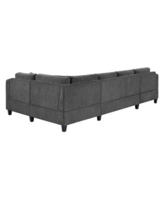 Modern U-Shaped Sectional Sofa with USB & Storage, Beige
