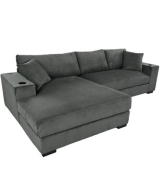 Large Sectional Sofa- Thick Cushions, Cup Holders & Charging