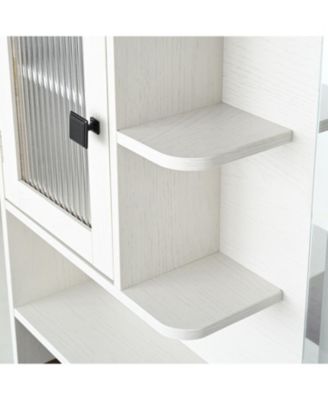 Farmhouse Vanity Desk with Mirror, Lights, Charging Station, Stool