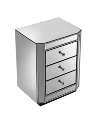  3-Drawer Mirrored Nightstand/Side Table - Modern Accent Furniture