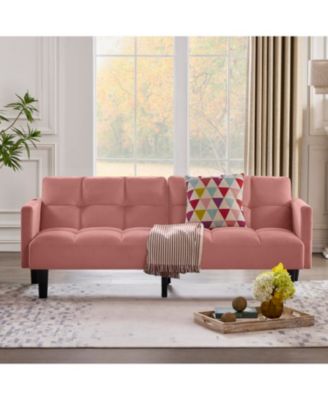  Velvet Futon Couch Convertible Folding Sofa Bed Tufted Couch for Apartment