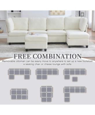  Modular Sectional Sofa- Convertible 6-Seat Couch with Chaise & Ottoman