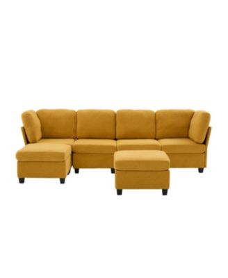 Modular Sectional Sofa- Convertible 6-Seat Couch with Chaise & Ottoman