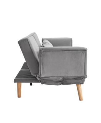 72.8" Futon Sofa Bed Sleeper Couch Adjustable Armrests Gray