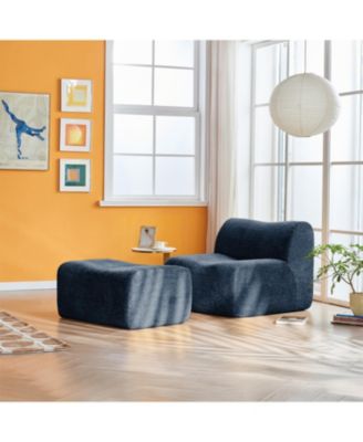 Single Foam Sofa Chair with Footrest & Pillow