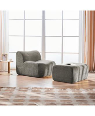Single Foam Sofa Chair with Footrest & Pillow