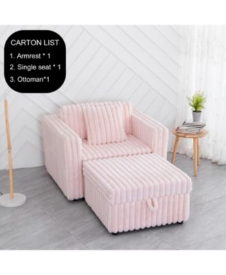 44.9" Pink Modular Sofa & Ottoman Set - Comfy & Stylish