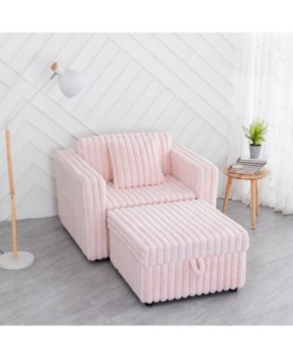 44.9" Pink Modular Sofa & Ottoman Set - Comfy & Stylish