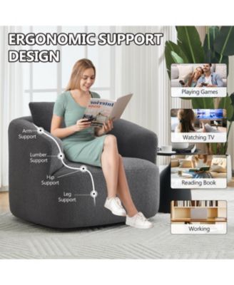  Swivel Teddy Fleece Comfy Chair with Pillow - Dark Grey