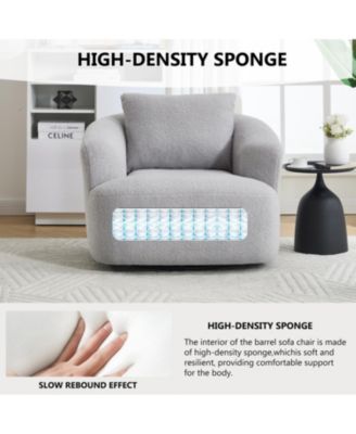 Swivel Teddy Fleece Comfy Chair with Pillow