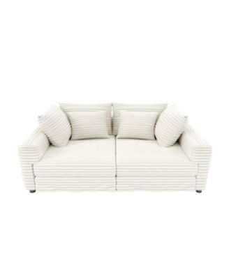  Plush Corduroy 4-Seat Sofa, Modern Comfy Cloud Couch, Deep Seat, Beige