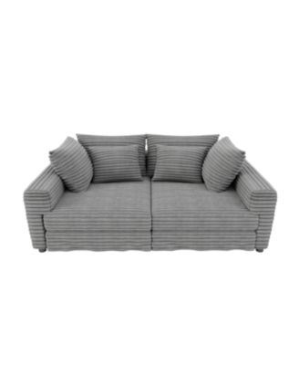 Streamdale Corduroy 4-Seat Sofa, Modern Comfy Cloud Couch with Soft Pillows, Grey