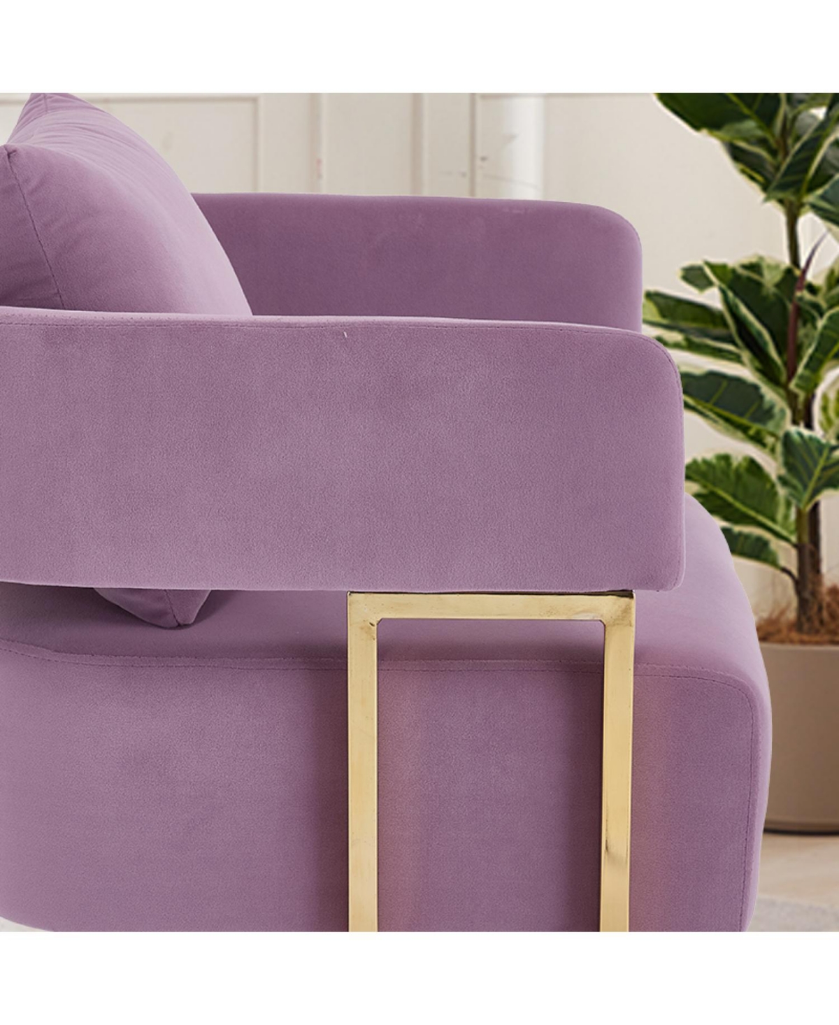 Streamdale Furniture Modern Lilac Teddy Fleece Chair Gold Legs 2PCS