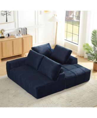 Faux Fur L-Shape Sectional Sofa Sleeper Couch