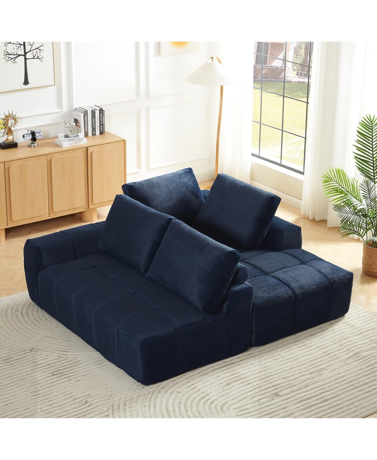 Streamdale Furniture Faux Fur L-Shape Sectional Sofa Sleeper Couch