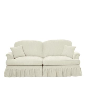  Mid Century Chenille Loveseat Sofa with Flared Arms & Spindle Legs