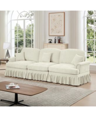 Streamdale Mid Century 3 Seater Chenille Sofa with Flared Arms & Spindle Legs