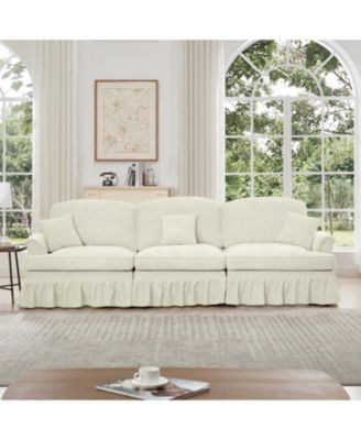 Streamdale Mid Century 3 Seater Chenille Sofa with Flared Arms & Spindle Legs