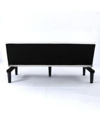 67" White PVC Sofa Bed - Foldable with Cup Holder