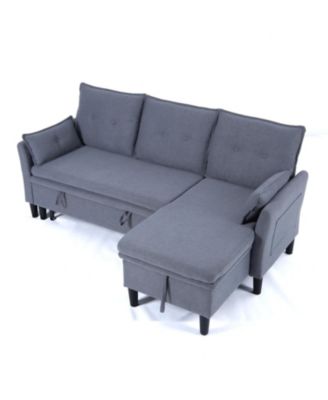 L-Shaped Reversible Sectional Sofa w/ Storage - Dark Grey