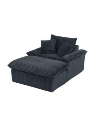 Modern Cushioned Sofa with Footrest - Dark Gray