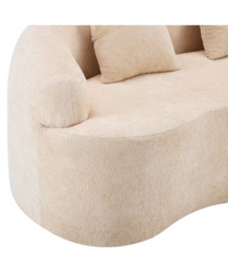 Curved Loveseat Sofa, Small Space Couch with 2 Pillows