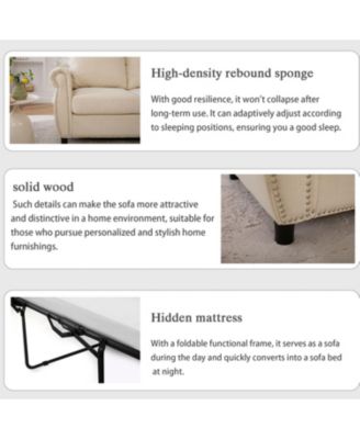 Sleeper Sofa Bed, Pull Out Couch, 2-Seater Linen Convertible Sofa