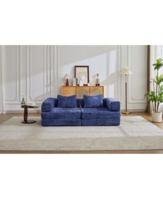 Compression Convertible Floor Sofa Bed Dark Blue