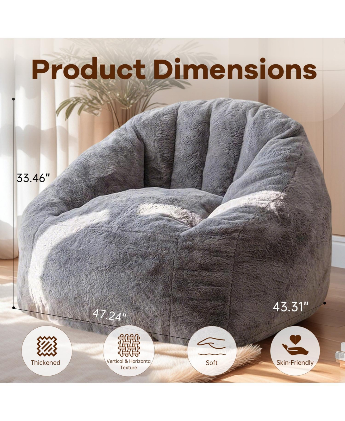 Streamdale Furniture Armrest Bean Bag Chair - High-Density Foam