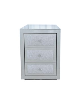 3-Drawer Mirrored Nightstand Bedside Table Glass Accent End Table