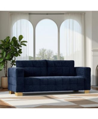  Chenille Box-Tufted Sofa with Stainless Steel Legs