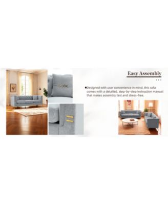 Streamdale Cream Velvet Tufted Sofa Set - Modern Comfort & Style