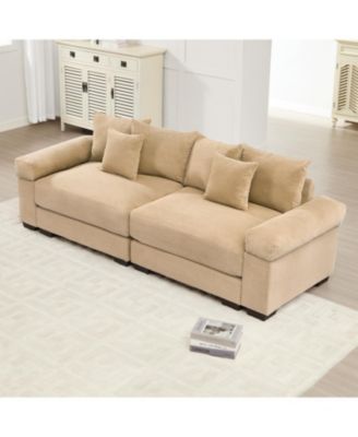 Oversized Cloud Modular Sectional Couch, Corduroy, Wide Armrests, Camel