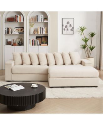 Corduroy L-Shaped Sectional Sofa with Chaise & Storage
