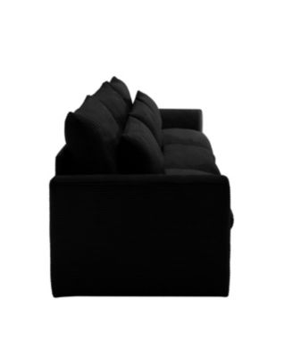 3 Seater Deep Seat Couch for Living Room, Wide & Deep Comfy Sofa w/ 3 Pillows, Black