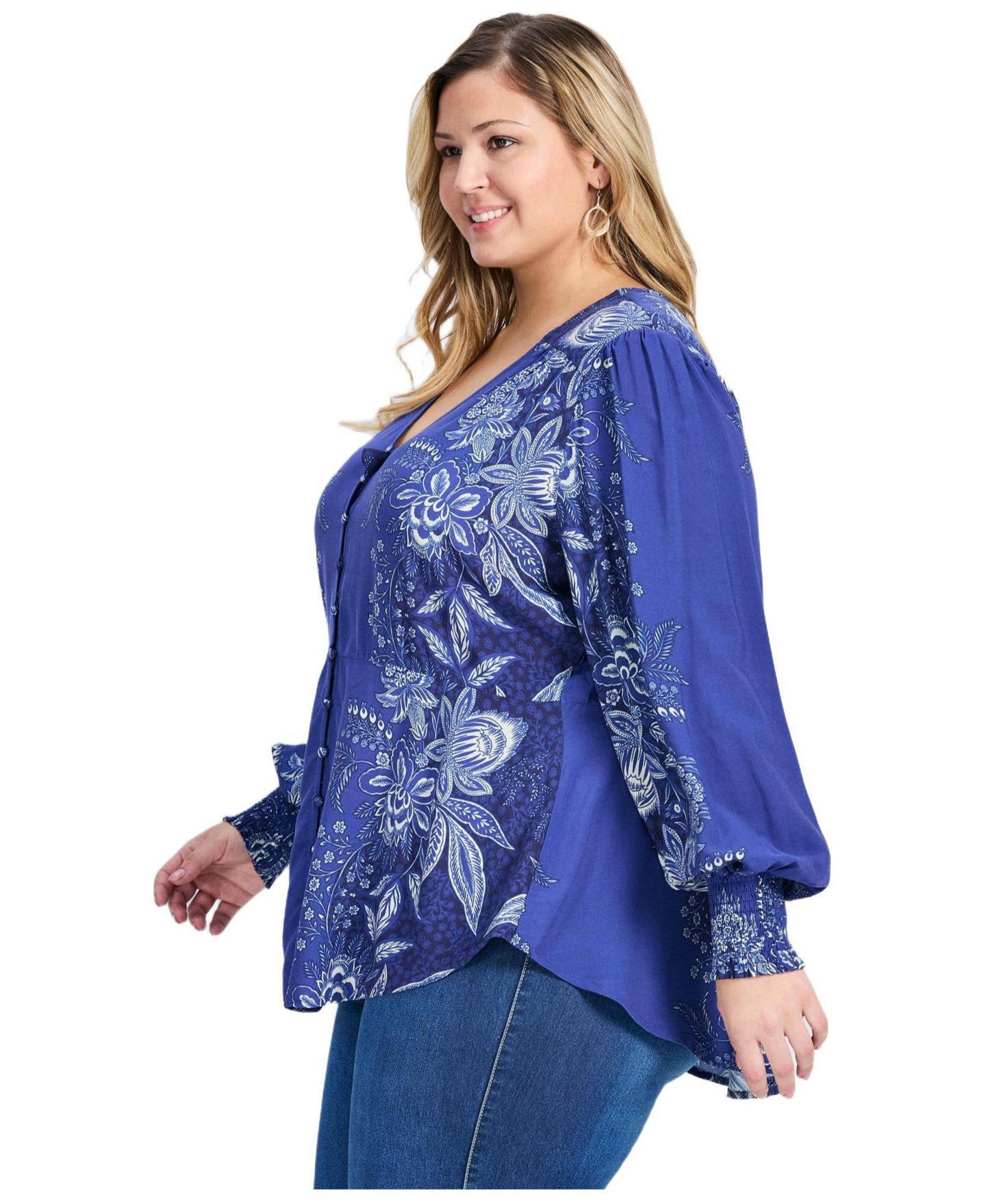Женская блузка Avenue Plus Size Bella, цвет: Тёмно-синий — фото 3