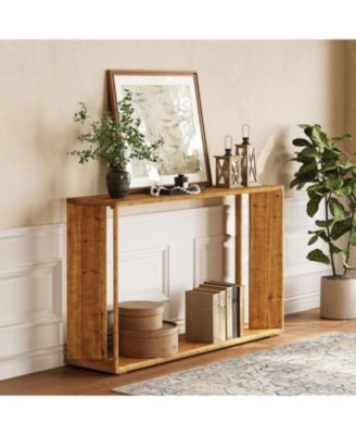 2-Tier Solid Wood Console Table for Living Room, 55" Farmhouse Entryway Table