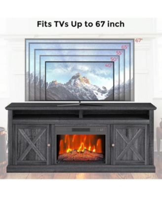 Electric Fireplace TV Stand for TVs up to 67" Freestanding Heater Adjustable Flame Fireplace Insert with Remote Control