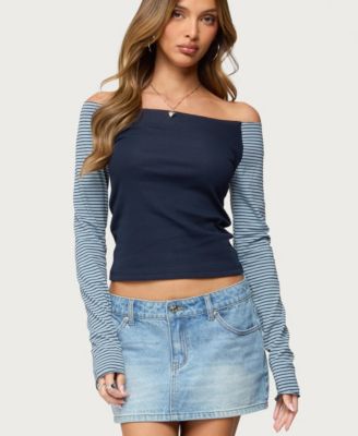 Women's Rion Contrast Striped Off Shoulder Top