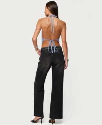 Women's Zenya Backless Cowl Neck Halter Top