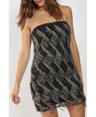 Women's Tassel Embellished Bandeau Mini Dress